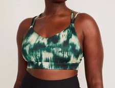 Old Navy Active Light Support Strappy V-Neck Sports Bra Green