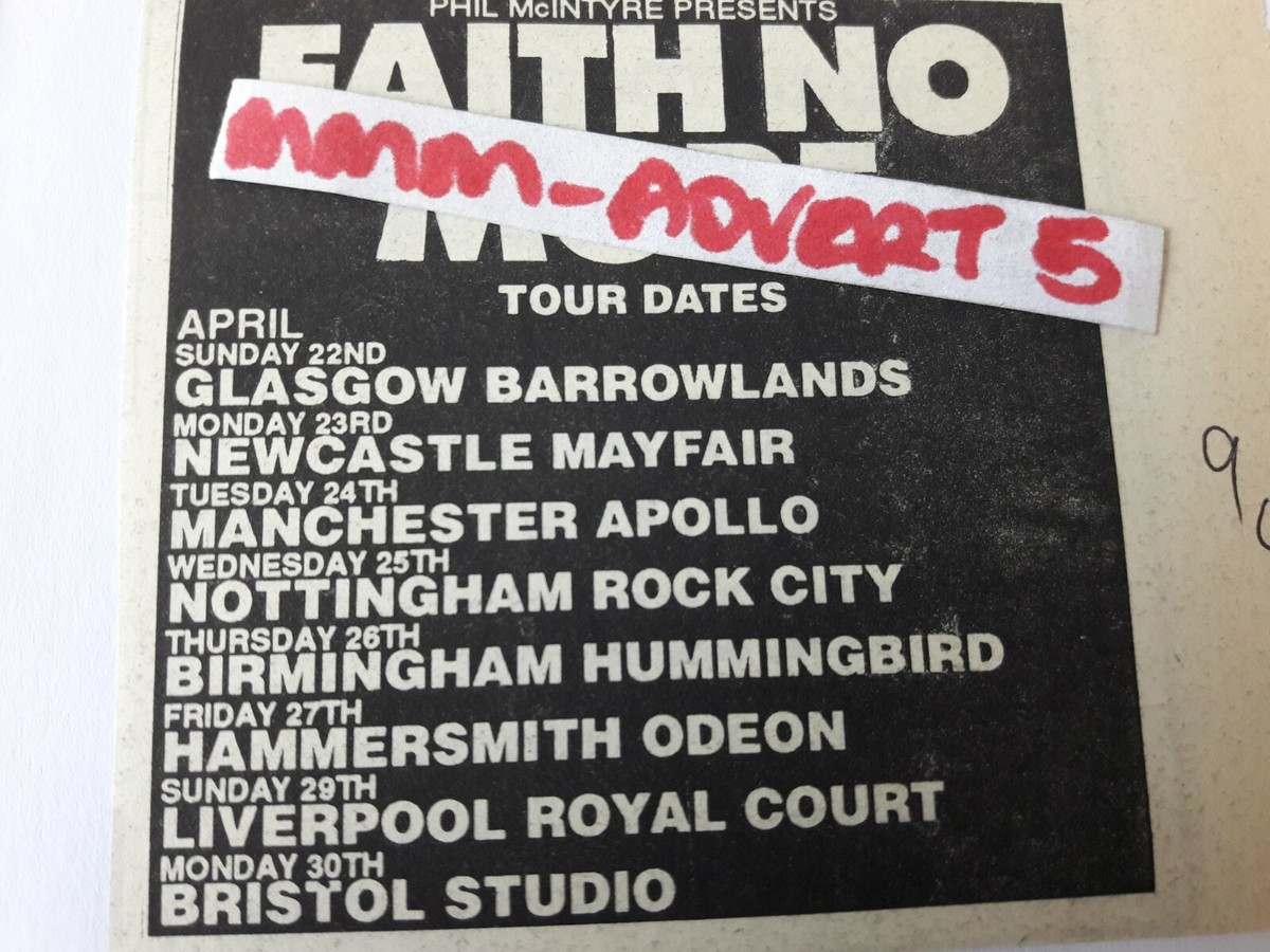 FAITH NO MORE - LIVE TOUR 1997 1990 1992 magazine advert / magnet 