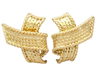 Vintage 18k Yellow Gold Clip On Earrings by Mauboussin French Circa 1950