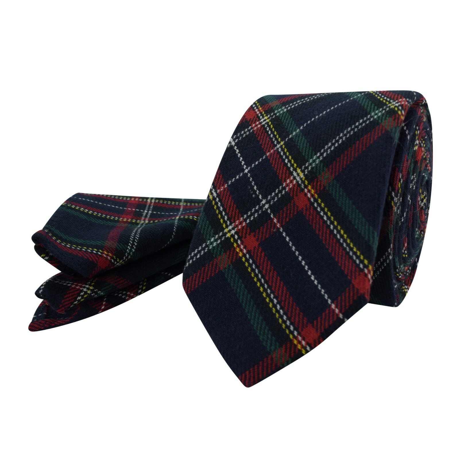 Mens  Tie Skinny Slim  Scottish Tartan Checked Red Blue Wool Country Check 403