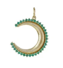 Beautiful Crescent Moon Emerald 925 Sterling Silver Charm Pendant Jewelry,Gift