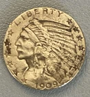 1909 Gorgeous $5 Five Dollar Indian Head Gold Half Eagle, US Antique Coin