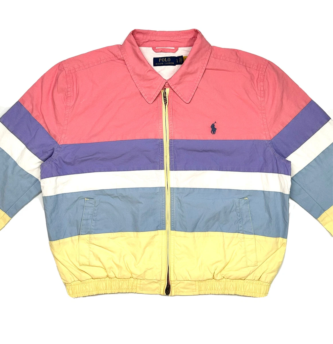 Ralph Lauren Jacket Women's L Poplin Windbreaker Pastel Colour Block