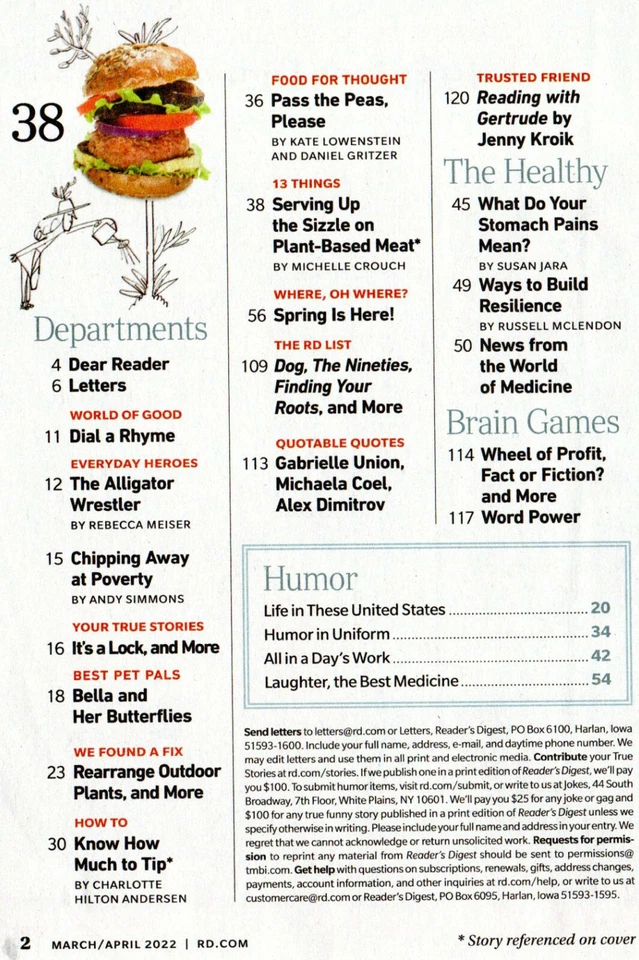 READER'S DIGEST Magazine March/April 2022 I Survived! Jane Goodall On Optimism - Image 3 of 3