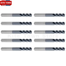 10Pcs 4 Flute Solid Carbide 3/16" x 5/8" x 2" End Mills CNC Bit - AlTiN Coated