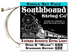 Cigar Box Guitar String Set: 3-string Acoustic Extra Light Open G/Std 