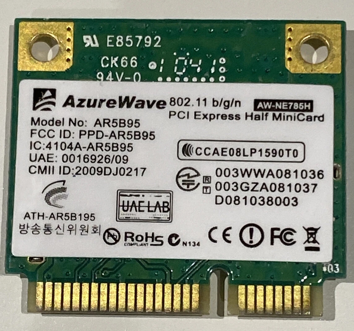 ATHEROS AR9285 AR5B95 802.11BGN PCI EXPRESS HALF MINI WLAN CARD AW.