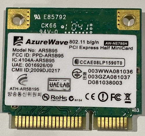 Atheros Ar9285 Ar5b95 802 11bgn Pci Express Half Mini Wlan Card Aw Ne785h W06 Ebay