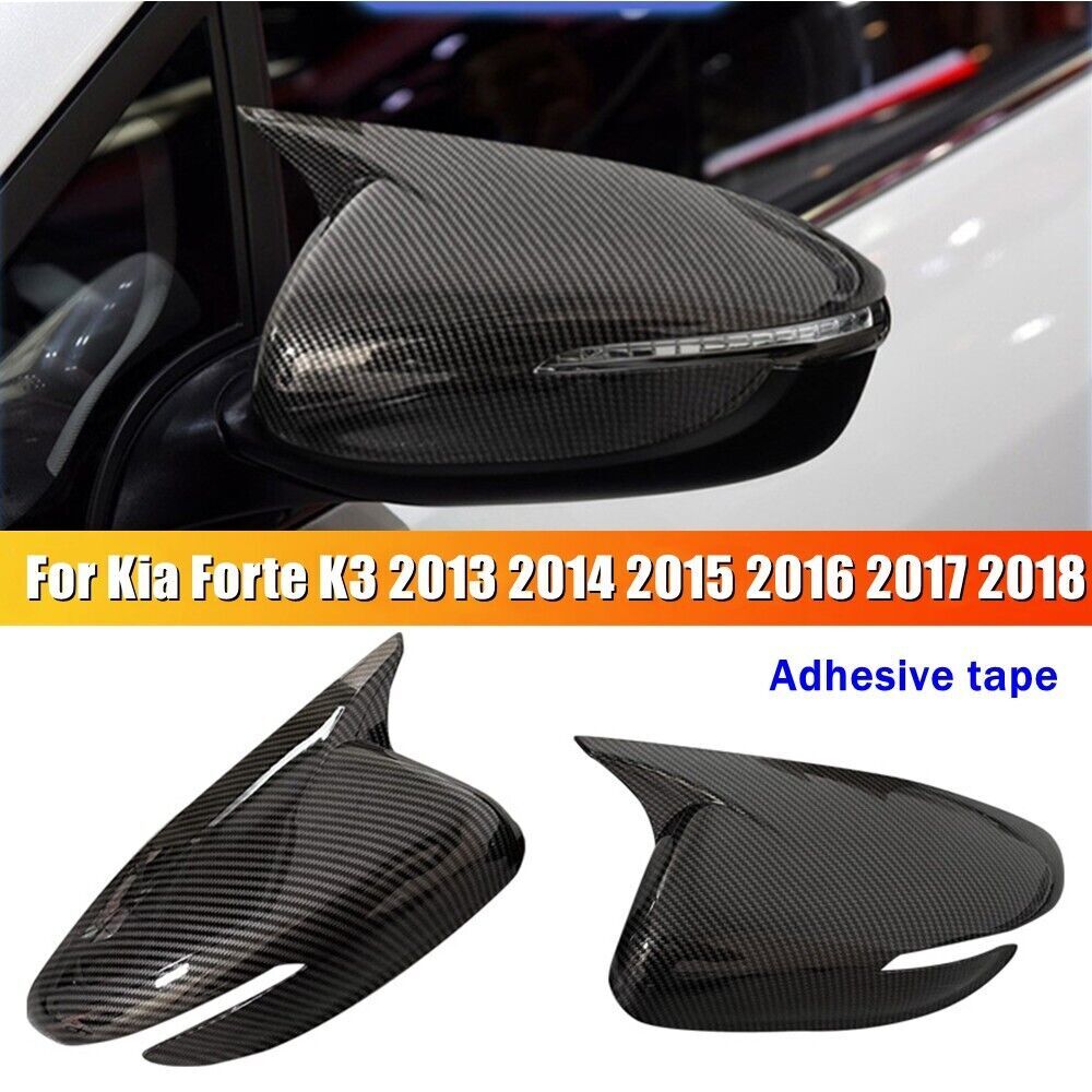 Carbon Black Mirror Cover Caps – Fits 2011-2016 Hyundai Elantra, Self-Adhesive, Pair