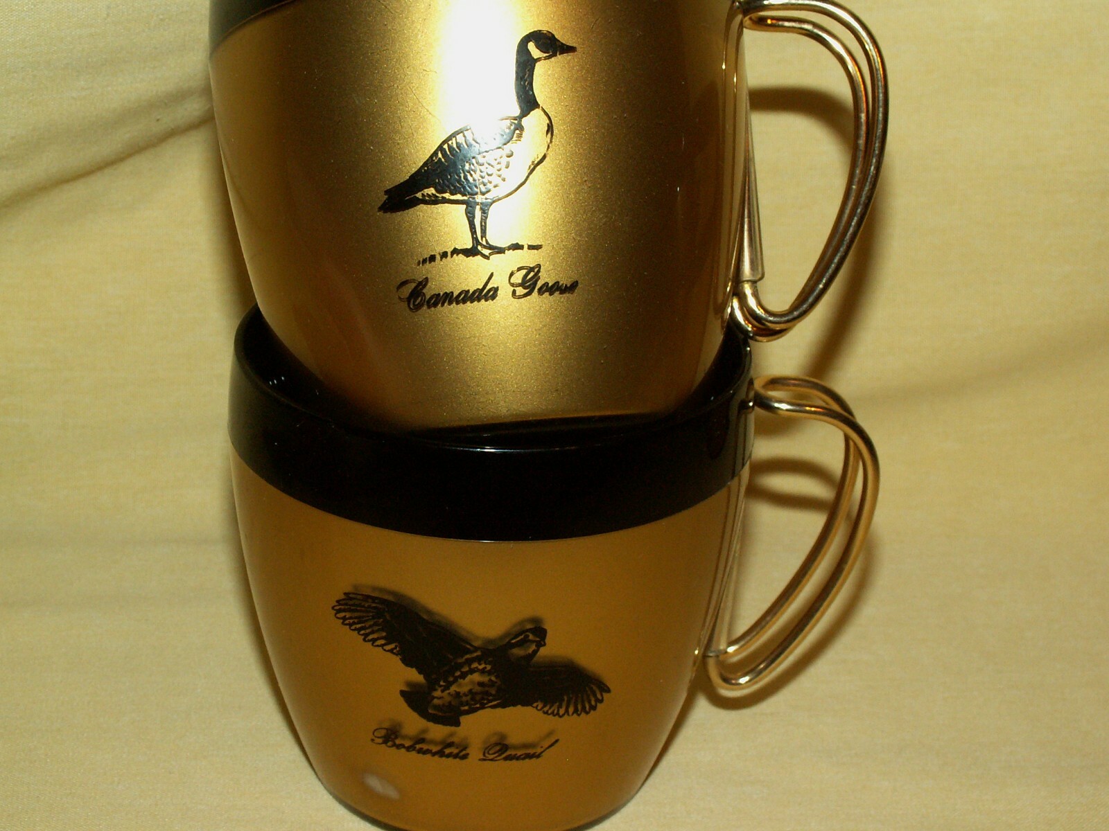 DUCK MUG SET 6 GOLD BLACK PLASTIC NFC MALLARD CANADA GOOSE QUAIL SNOW PINTAIL. thumbnail 9