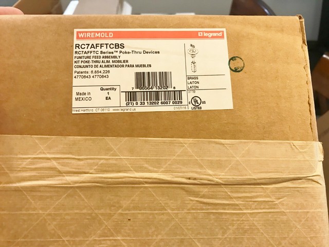 NEW IN SEALED BOX WIREMOLD RC7AFFTCBS FURNITURE FEED POKE ...