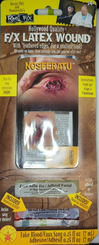 Nosferatu Vampire Bite Special FX Latex Wound Adhesive Blood Gel Adult Halloween - Picture 2 of 24