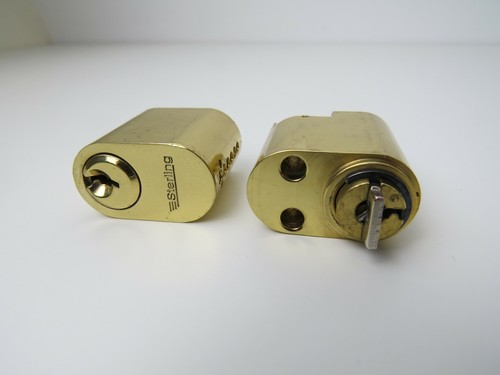 Stirling Skandinavisch Oval Messing poliert 6 Pin Zylinder Doppelset + 6 Schlüssel - Bild 2 von 3