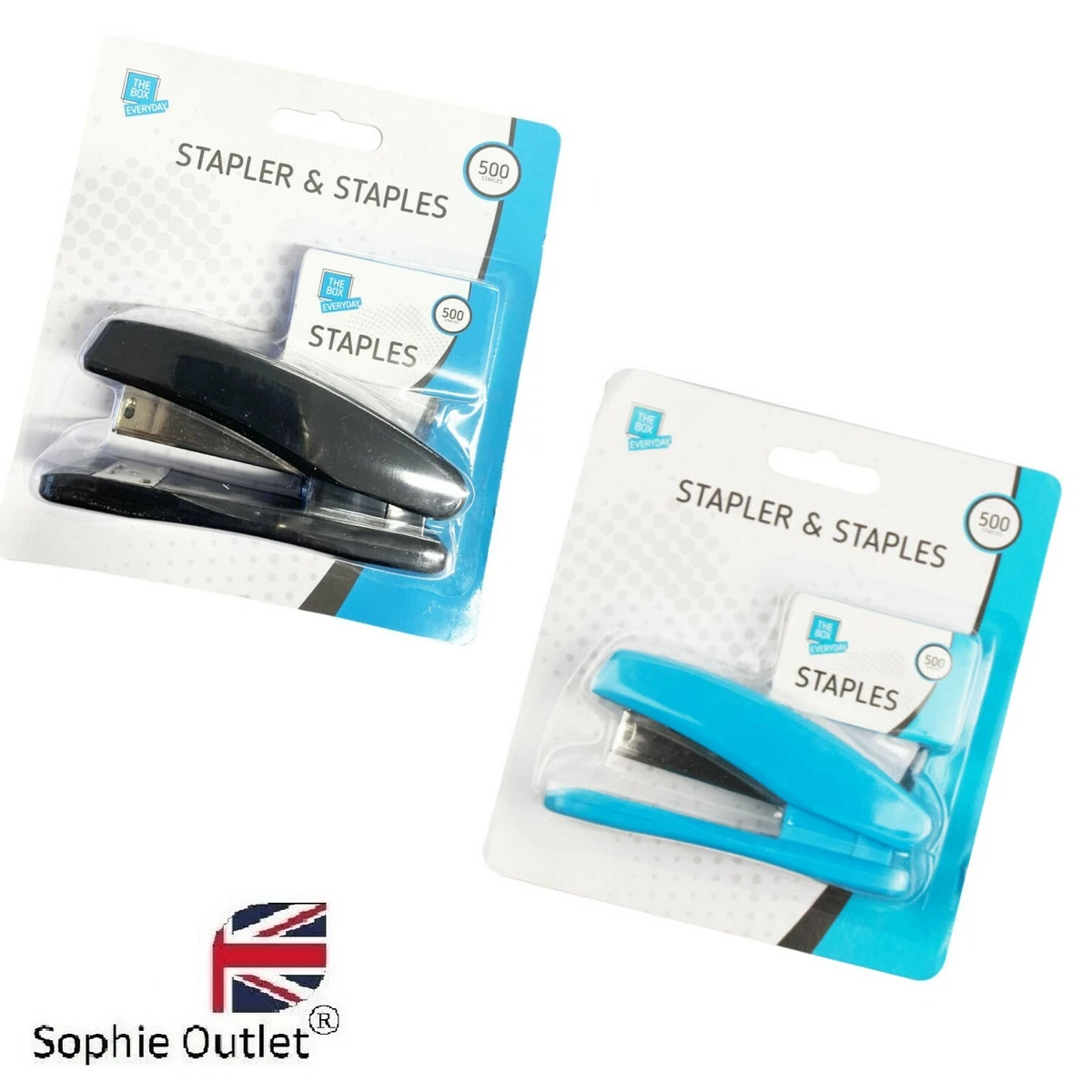 STAPLER WITH 500 STAPLES Desktop Office Desk Work School SMALL Stationery Set UK