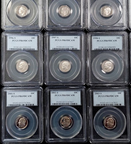 1981 S-2005 S Proof Clad Roosevelt Dimes 25 pc. Lot! All PR 69 DCAM by PCGS! - Picture 6 of 14