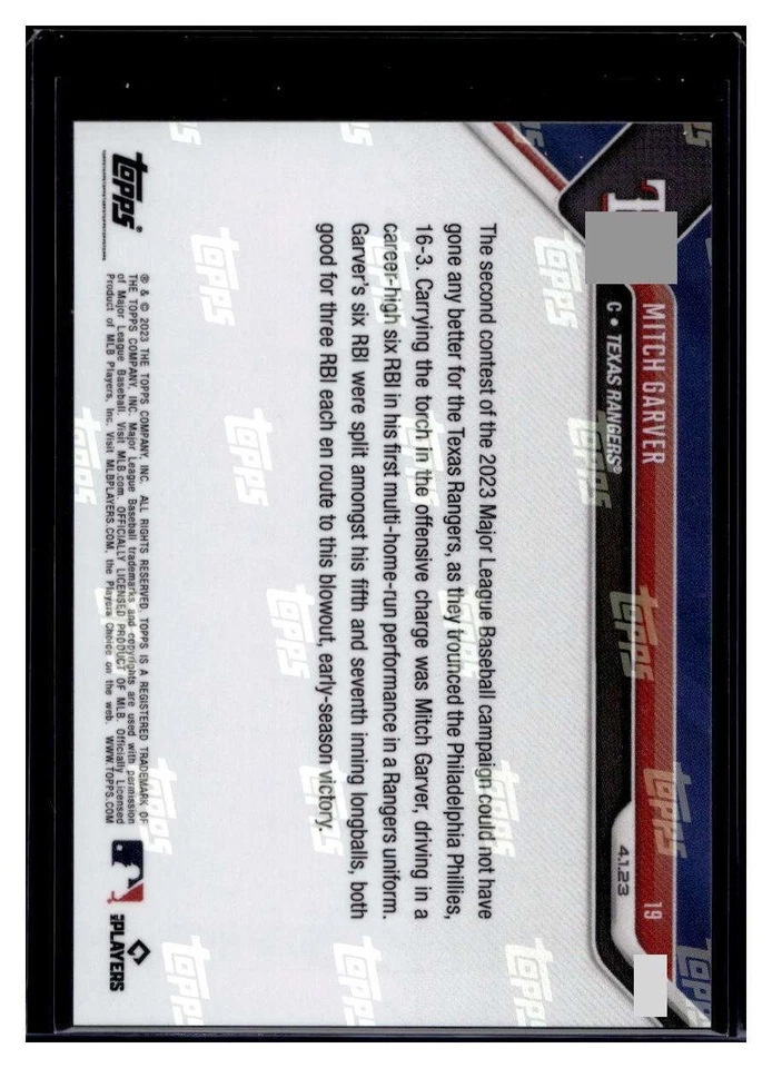 2023 Topps Now #19 Mitch Garver Blue Parallel Card #d 16/49 - Image 2 of 2