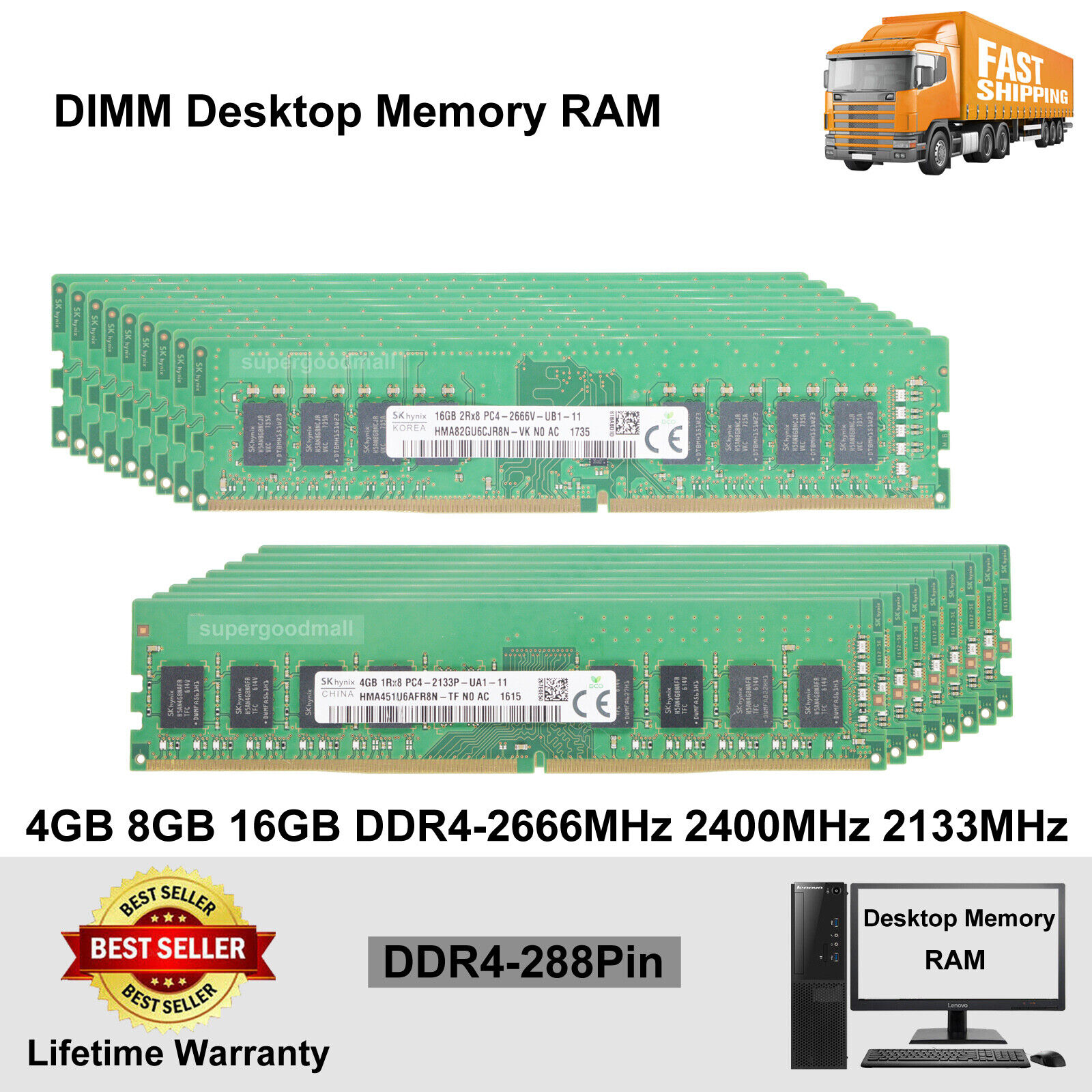 For SK Hynix 4GB 8GB 16GB DDR4 2666MHz 2400MHz 2133MHz DIMM