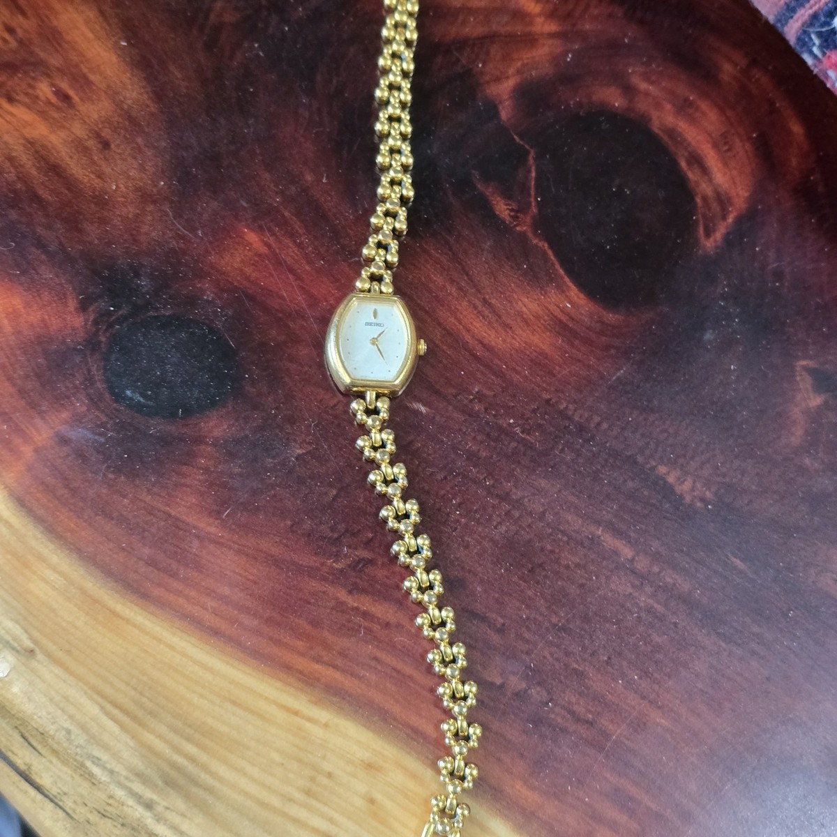 Seiko Rare Vintage Ladies Watch Whit Dial Stretch Gold-Tone Bracelet Date Window Vintage SEIKO Automatic Watch Womens Gold Tone Stainless  main image 2