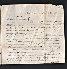 Letter from 1867 No stamp  One Piece of paper