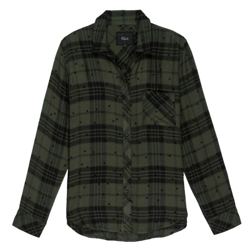 Rails plaid shirt XS  shadow flocked stars button down shirt Hunter Olive Green