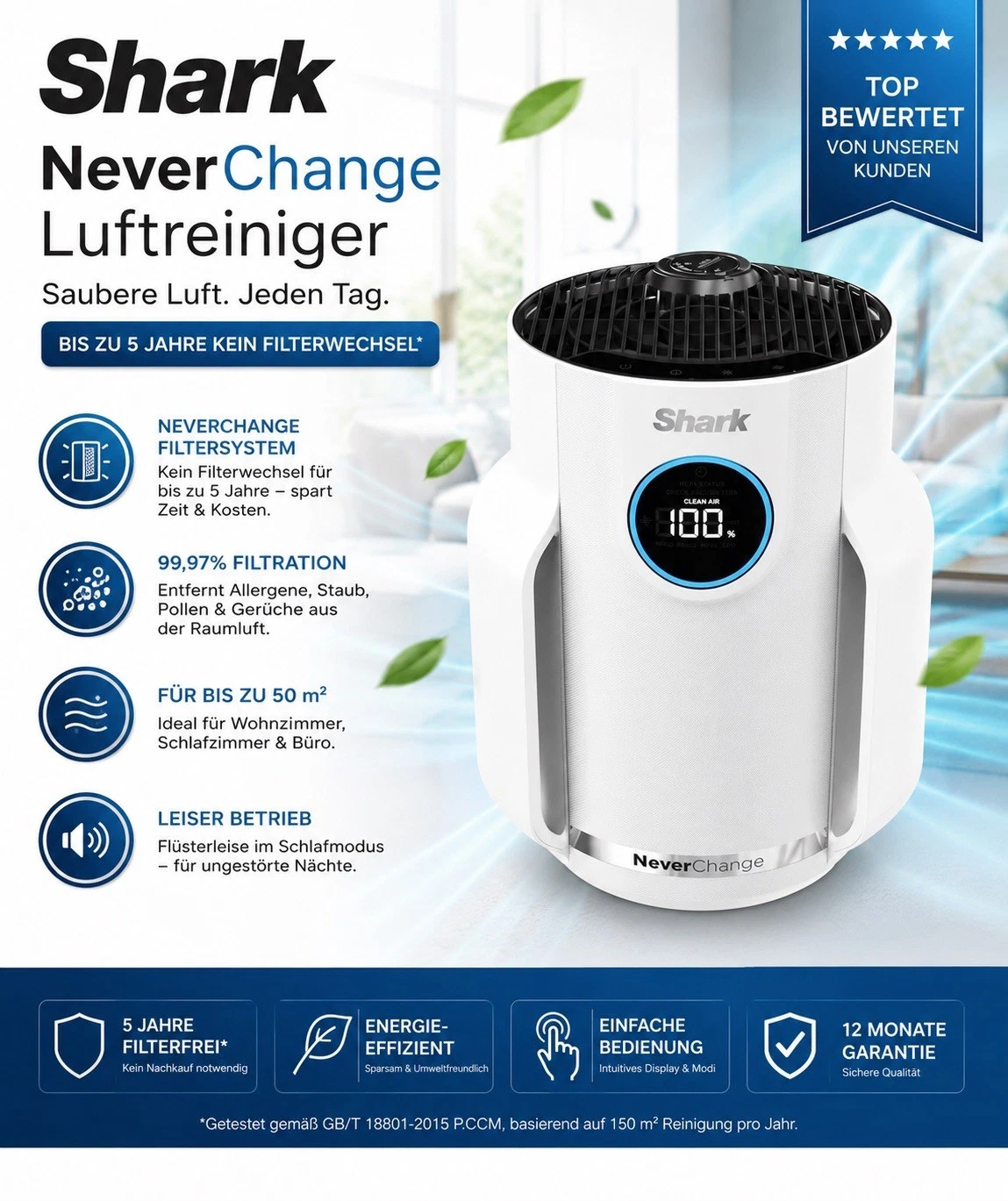 Shark HP072EU NeverChange Luftreiniger Compact Pro bis 23 m²