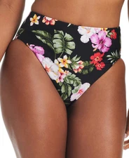 Bar Iii Women's Floral-Print High-Waist High-Leg Bikini Bottoms Swim  M  2341