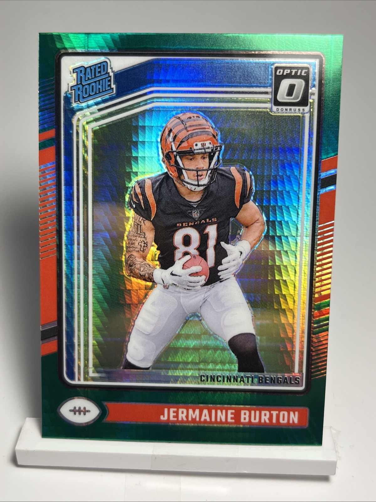 2024 Panini Donruss Optic - Rated Rookie Jermaine Burton #251 Green Hyper Prizm