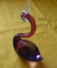 Vintage Murano (?) Art Glass Lavender to Pink  Swan Figurine/Paper Weight