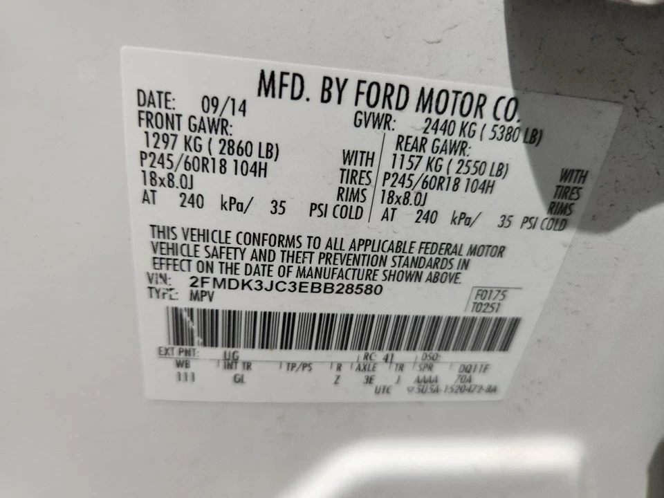 2014 Ford Edge Trunk Lid White Used OEM Privacy Tint Local Pick Up Only Foto 4 de 4