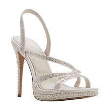 Women's ALDO Brinnley Strappy Dress Sandals White Satin