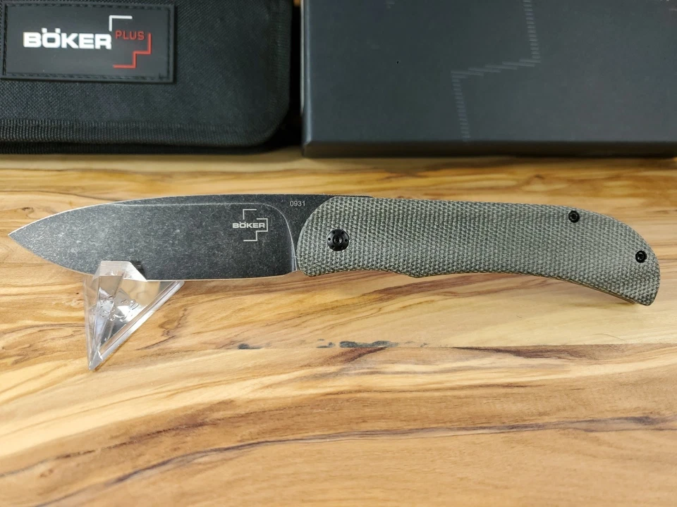 Boker Plus - Exscalibur con mango verde Micarta y acero y navaja de bolsillo plegable D2 Foto 2 de 4