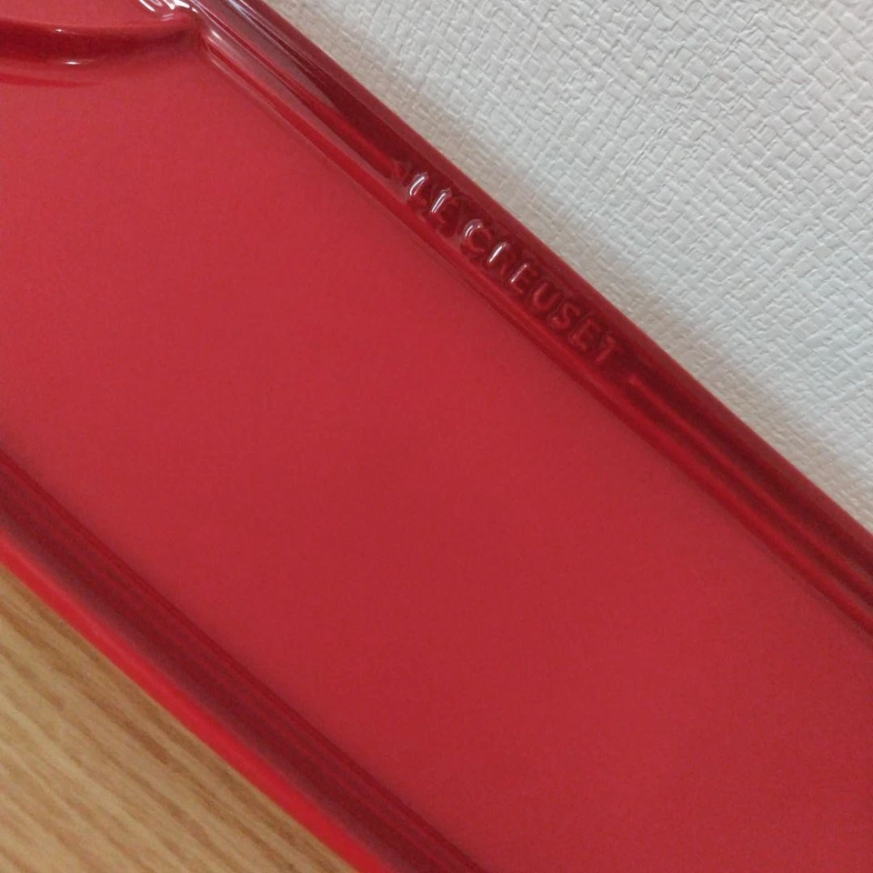 Le Creuset Cherry Red Marronnier Orange Fish Plate & Bowl Set Used Beautiful - Image 4 of 4