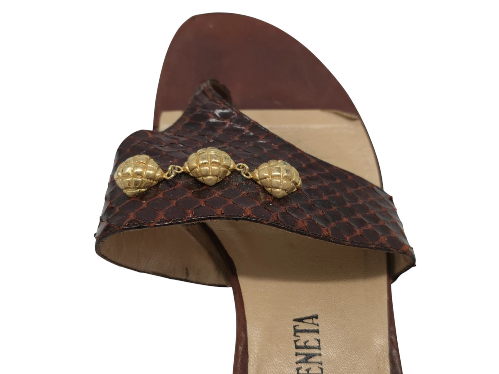 Vintage Bottega Veneta Brown Python Snakeskin Tho… - image 7