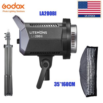 GODOX Litemons LA200Bi 230W Bi-Color LED Video Light+35*160cm Grid Softbox+Stand