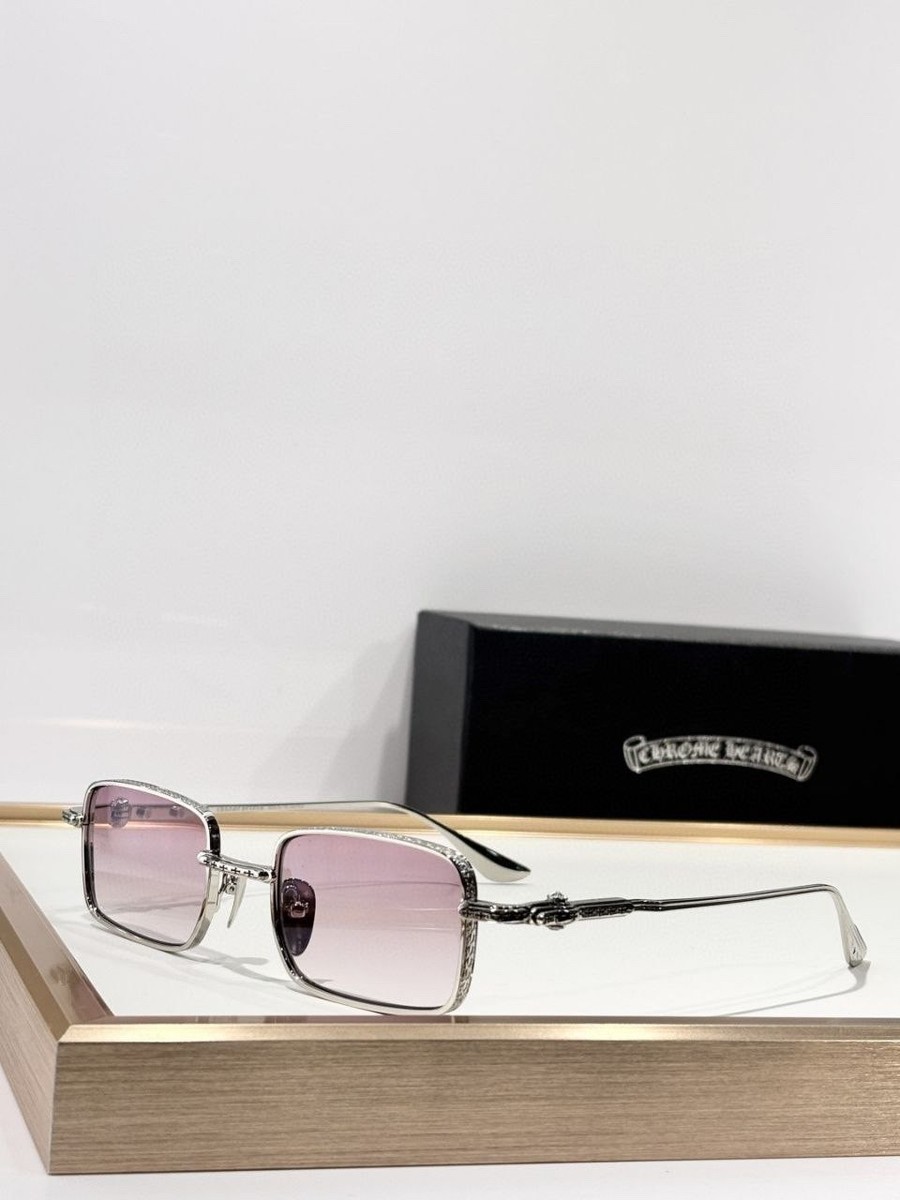 Chrome Hearts Style Silver Rectangle Sunglasses Pink Gradient