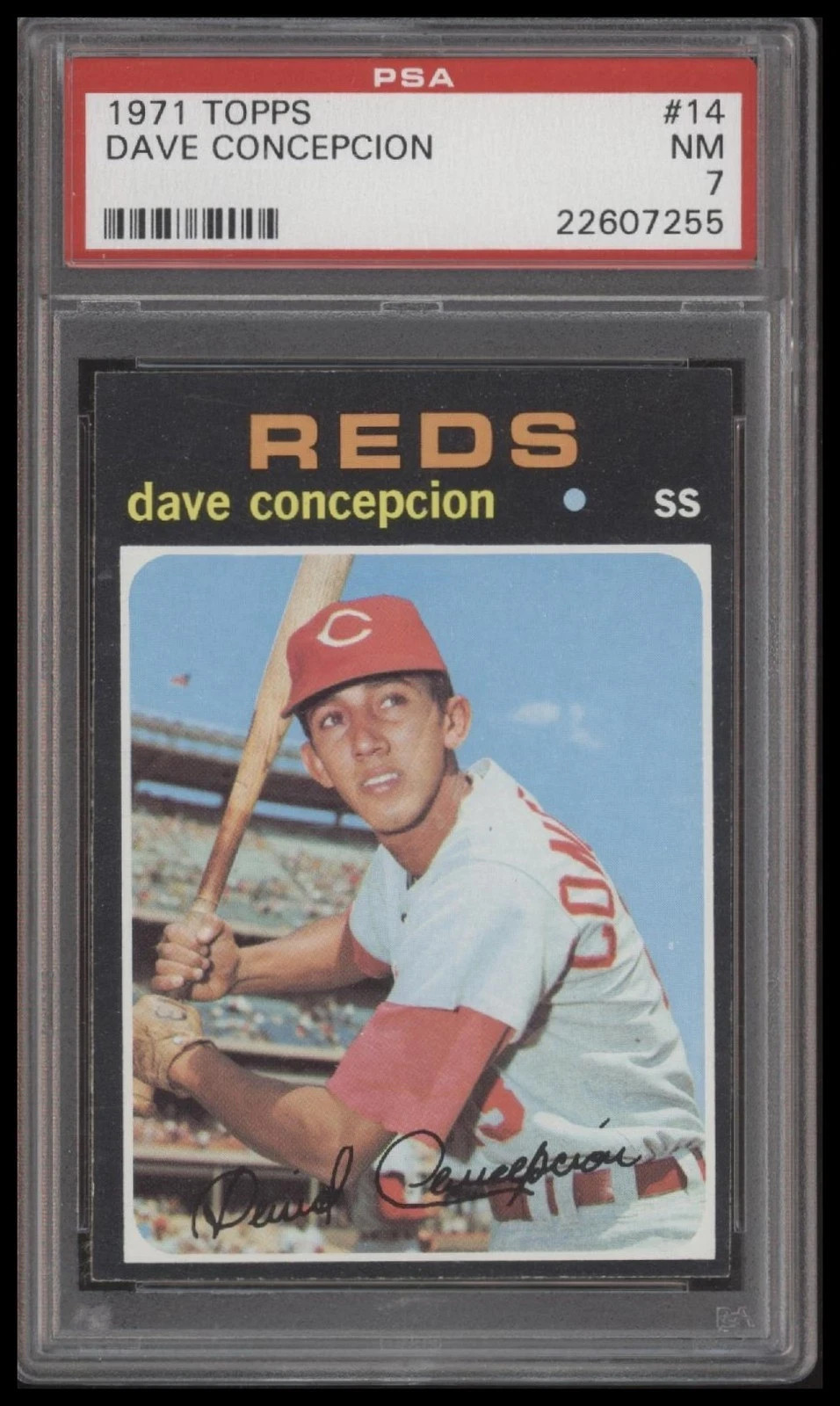 1971 Topps Baseball Cards #14 Dave Concepcion Rookie Cincinnati Reds PSA 7 NM