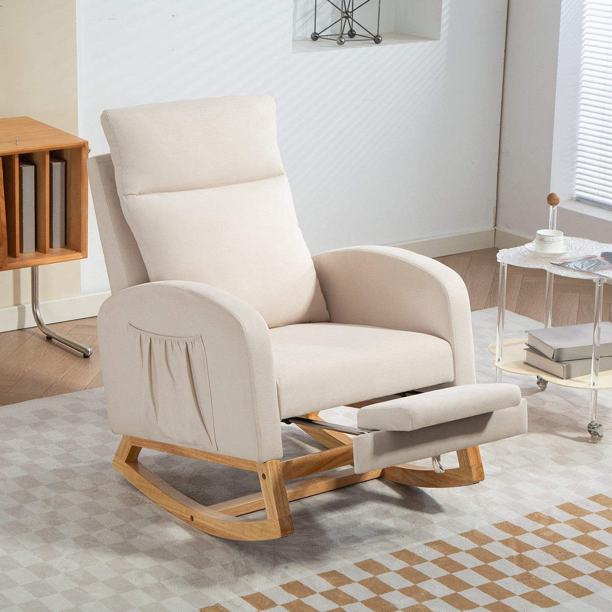 Modern Rocking Chair Highback Armchair Rocker Accent Reading Chair