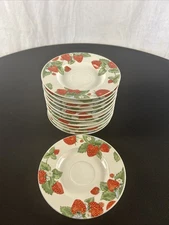 12 Strawberry Strawberries Social Tea Plate Stoneware By Tienshan 6 1/2”