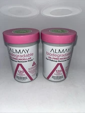 2 Pack - Almay Biodegradable Oil Free Micellar Eye Makeup Remover Pads 120 ct. 