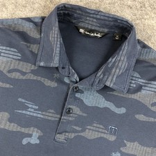 TravisMathew Polo Shirt Mens M Blue Camouflage Golf