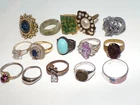 Jewelry Lot Vintage Ring Rings Costume Cocktail Cluster & More Ladies [886D]