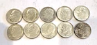 Lot Of 10 - Roosevelt Dimes 1964 - 90% silver
