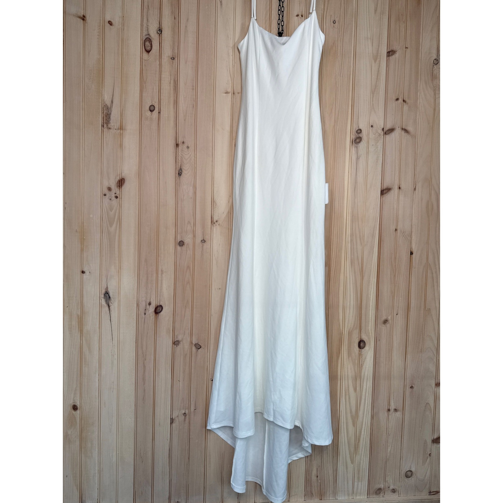 NWT Lulus Blessed Romance White Sleeveless Button Back Mermaid Maxi Dress Sz L