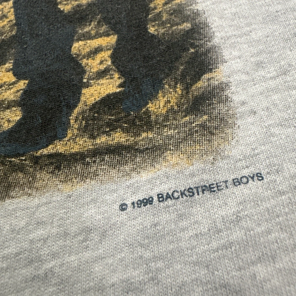 Vintage 1999 Backstreet Boys Youth Shirt Large 14-16 Gray Hanes 90s Short Sleeve - Image 3 of 4