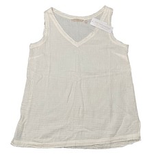NEW Soft Surroundings Del Mar Tank Top Marshmallow Cream Raw Edge Small
