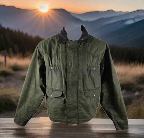 Vintage Schaefer Outfitters USA MADE Waxed Cotton Ranch Olive Green Jacket Large - product listing photo
