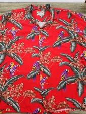 Vtg Paradise Found Hawaiian Magnum PI Aloha Shirt Men's XL Red Floral USA Made