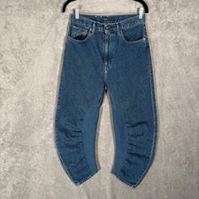Levis Made  Crafted Barrel Crop Jeans Womens Fit 28x20 High Rise Blue Denim