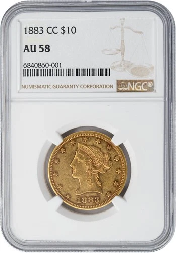 1883-CC $10 Gold Liberty AU58 NGC 949628-39