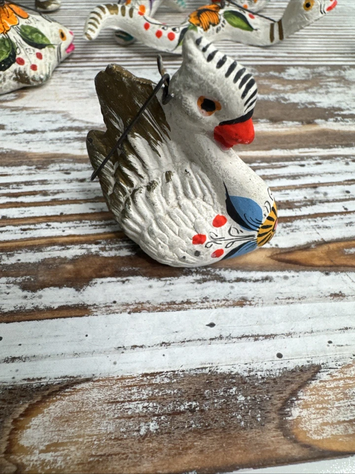 Juego de 10 adornos de arte popular mexicano Tonala pintados a mano de colección Foto 4 de 4